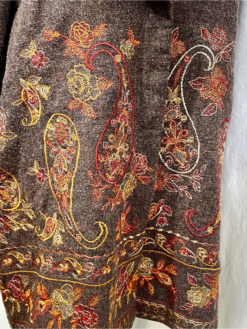 Coldwater Creek Brown Wool-Blend Colorful Embroidered Paisley Blazer Jacket 2X - Picture 8 of 13